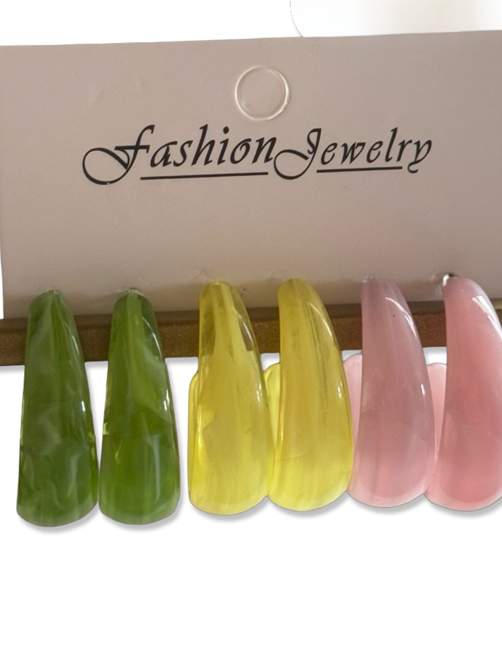Hoop Earring 3-Pack - Resin Hoop Earrings in Jelly Green, Yellow & Pink | NWT